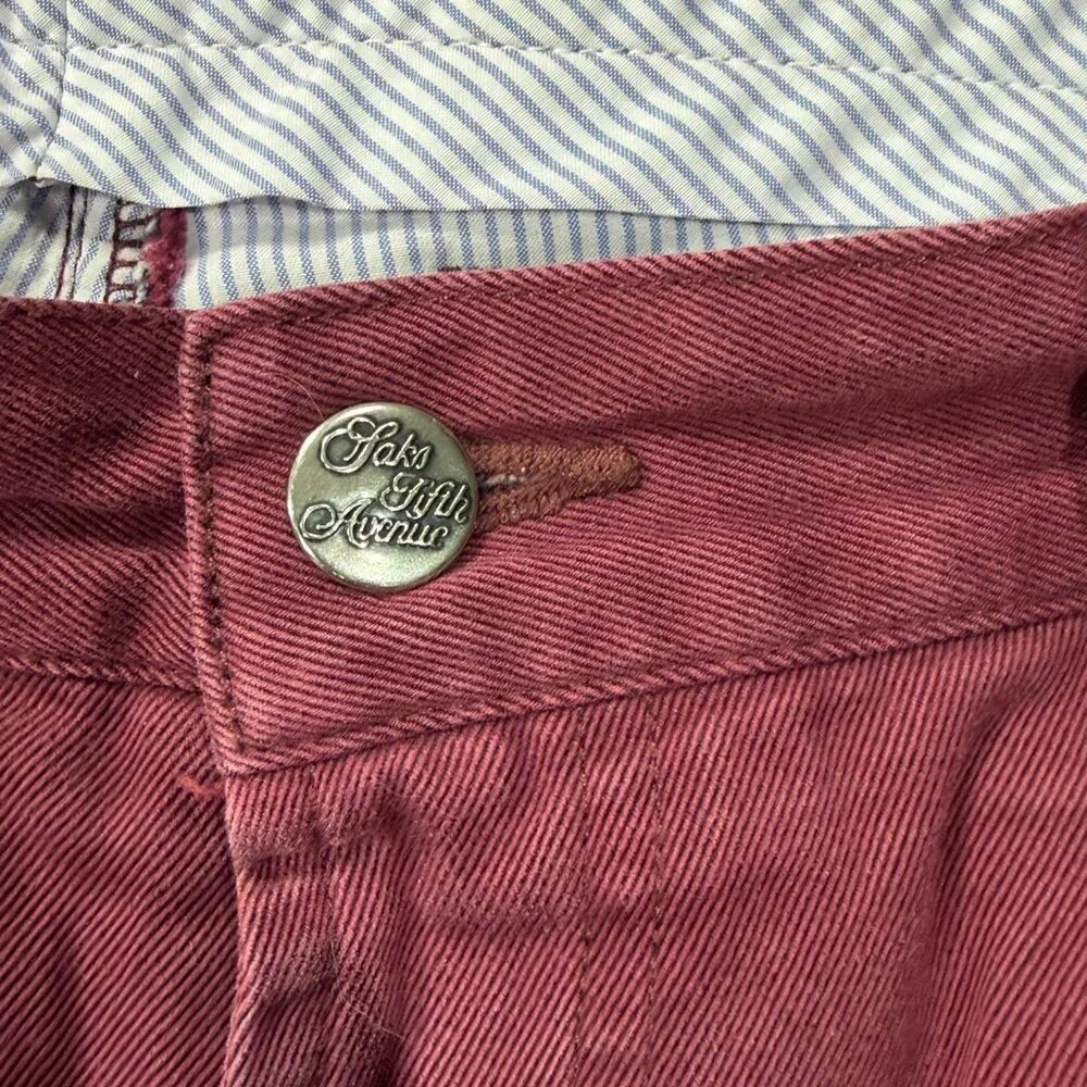 Saks Fifth Avenue Men's Slim Straight Chino Pants Maroon Burgundy Size 36